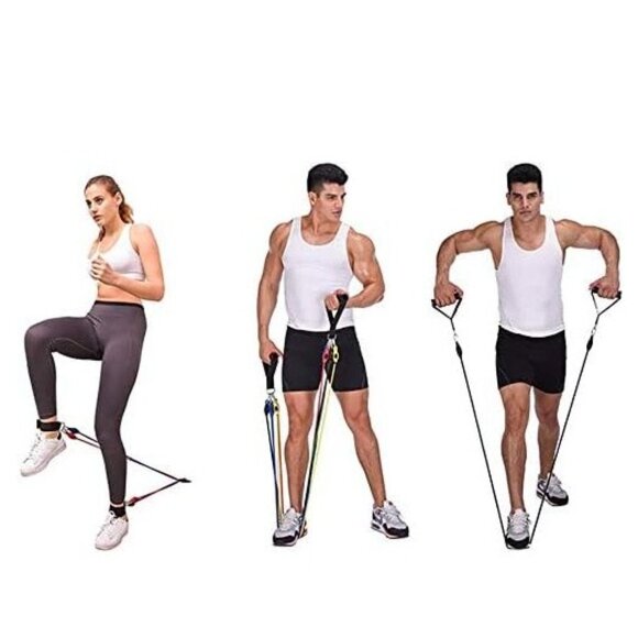 NEW Resistance Training Bands 11 Piece Set Home Workout Physical Therapy Yoga Pi - Picture 11 of 16